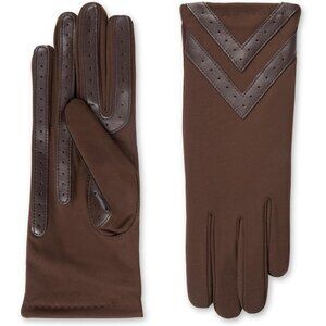 Women's Brown - Smartdri Spandex Gloves Warm Fleece Lined Chevron Touchscreen